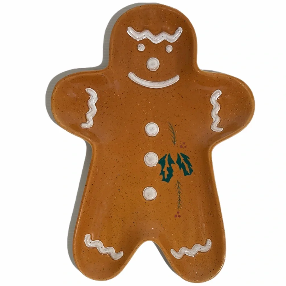 Gingerbread Man Holiday Platter Cookie Tray Plate Christmas Ornament Decoration